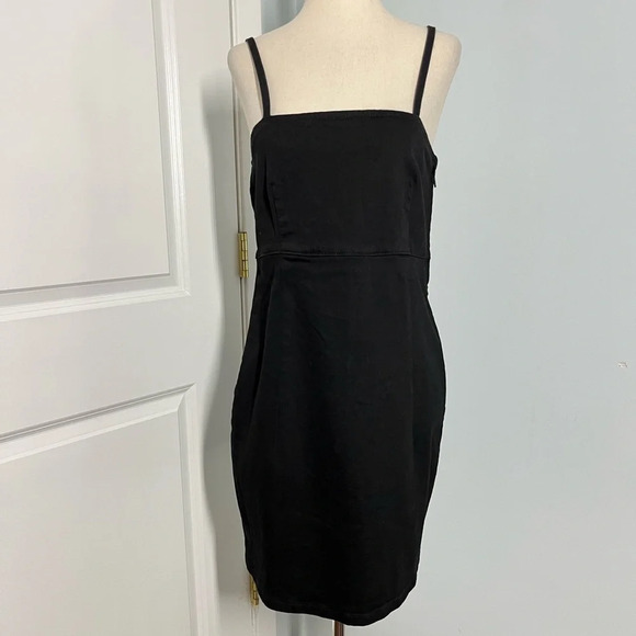 Zara TRF black denim mini strap dress size S NWT - Picture 3 of 10